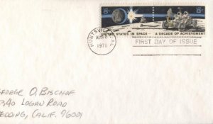 US 1434-35 (fdc on envelope, not in folder) 8¢ Apollo XV (1971)