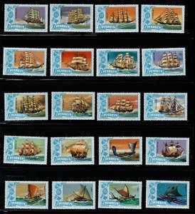 NAURU Scott 165-169 MNH** Exploded Blocks: Complete set of 20 ship stamps