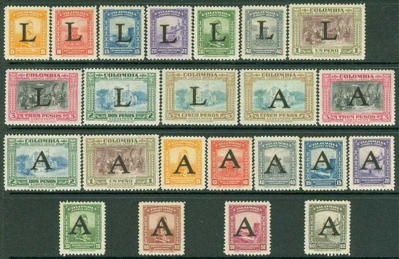 EDW1949SELL : COLOMBIA 1950 Scott #C175-98 Cplt sets. VF, Mint OG. Catalog $111. 