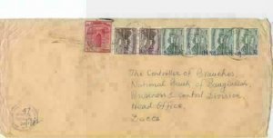 bangladesh early  overprint stamps on commercial stamps cover ref r15587 