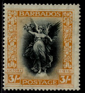 BARBADOS GV SG211, 3s black & dull orange, M MINT. Cat £55.