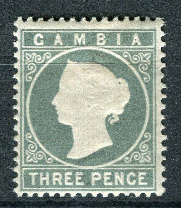 GAMBIA; 1886 classic QV Crown CA issue Mint hinged Shade of 3d. value