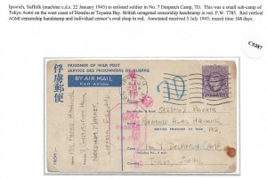 Ipswich, GB to British POW at Japanese POW Tokyo #7 Despatch Camp 7D ... (C5387)