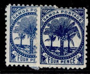 SAMOA QV SG61 + 61a, 4d SHADE VARIETIES, M MINT. Cat £21.