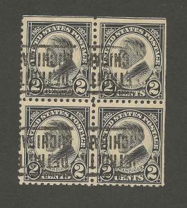 Block of 4 Scott 610 DETROIT MICHIGAN Precancel Original Gum