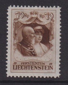 Liechtenstein  #93  MH  1929  Francis I  and Elsa 70rp