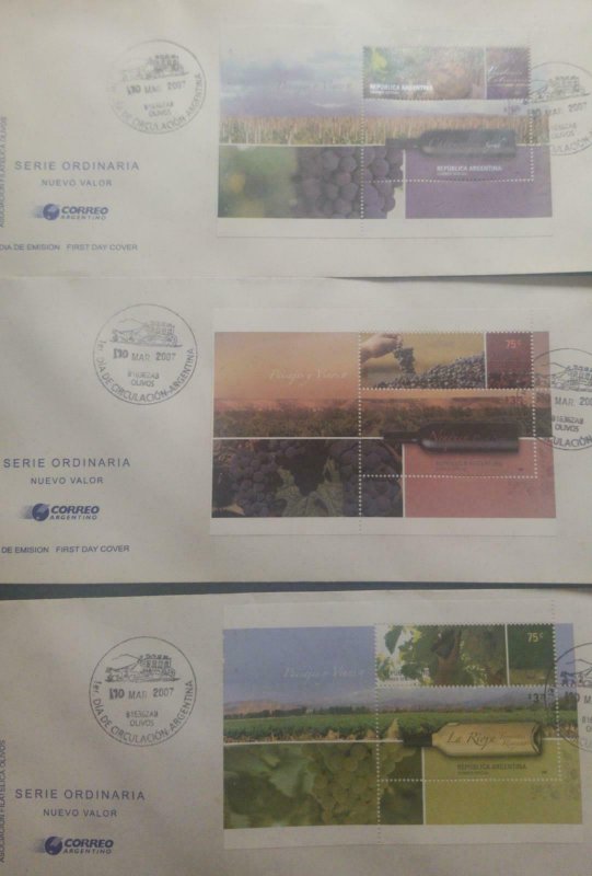 A) 2007, ARGENTINA, WINE REGIONS, FDC, CATAMARCA, LA RIOJA, ORDINARY SERIES 