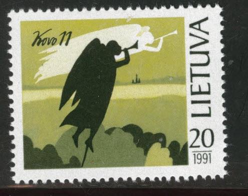 LITHUANIA LIETUVA Scott 389 MNH** 1991 angel indepencence