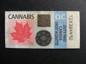 Canada cannabis revenue stamp QC Quebec used