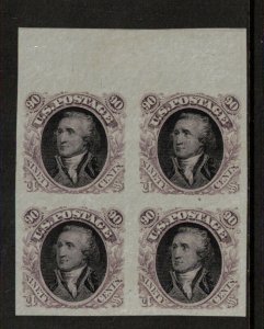 USA #122-E2b Extra fine Washington Essay Block In Dull Violet & Black