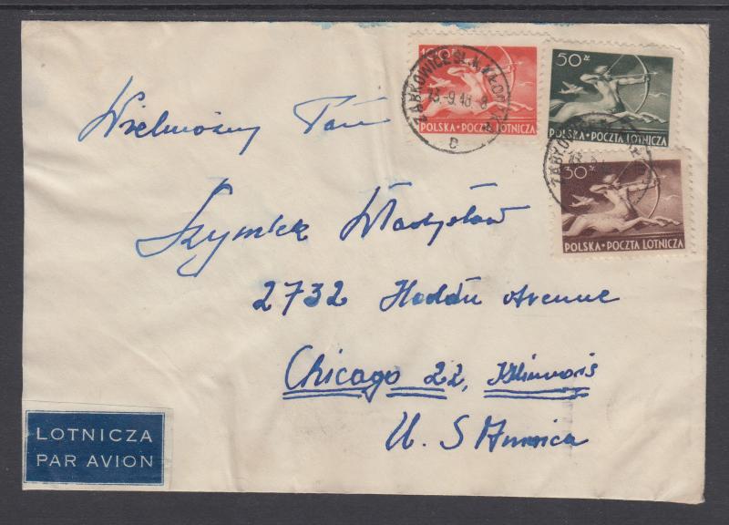 Poland Sc C23/C26 on 1948 Air Mail Cover to Chicago