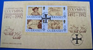 GUERNSEY  -  1992  -  COLUMBUS S/S  FDC     (ggc8)