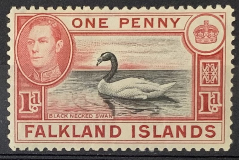 FALKLAND  ISLANDS 1938 DEFINITIVES 1d SG147 UNMOUNTED MINT..LIGHT GUM TONING