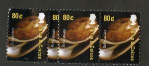 TURKS & CAICOS 1470 MNH STRIP/3 SCV $3.00 BIN $1.50 MARINE LIFE