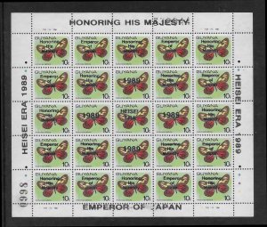 Guyana #2090 Butterflies -- Heisei Era silver ovprt 1989  sheet of 25  MNH