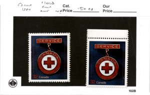 Canada, Postage Stamp, #1013 (2 Ea) Mint NH, 1984 Red Cross (AB)