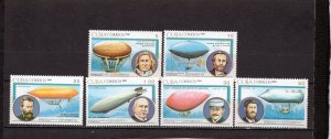 CUBA 1991 AVIATION/DIRIGIBLES SET OF 6 STAMPS MNH