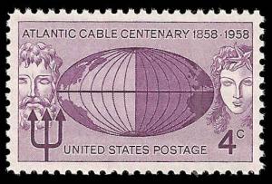 # 1112 MINT NEVER HINGED ATLANTIC CABLE CENTENNIAL     VF+