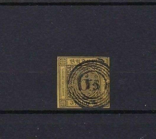 BADEN 1853 6k ON ORANGE  IMPERF STAMP CAT £15   REF 6801