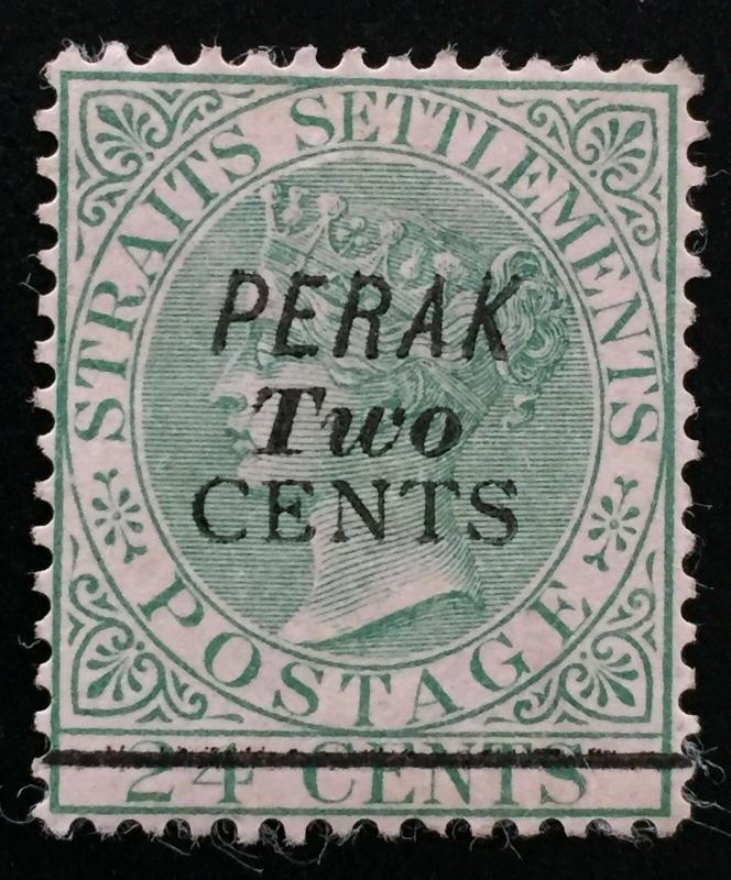 Malaya Perak 1891 opt Straits Settlements QV 2c on 24c MH SG#48 M2018