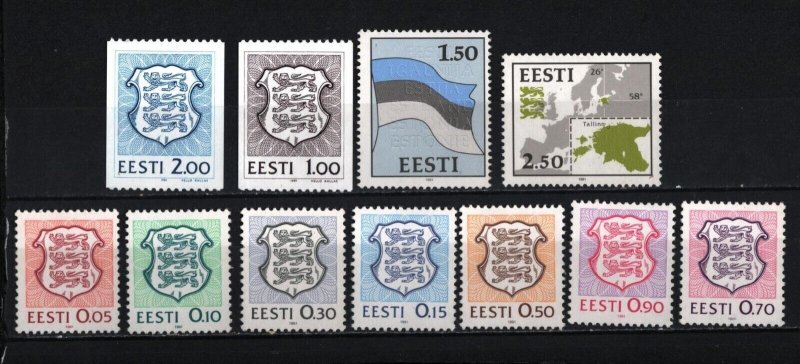 ESTONIA 1991 COMPLETE YEAR SET OF 11 STAMPS MNH