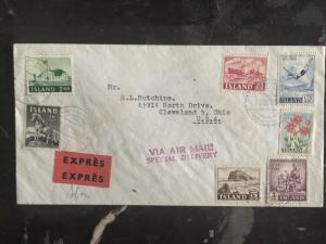 1959 Reyjavik Iceland  Cover to Cleveland OH USA Express Special Delivery