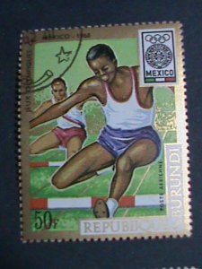 ​BURUNDI STAMP 1968- SC#260- 19TH-OLYMPIC GAMES MEXICO CITY CTO SET-EST.$8 VF