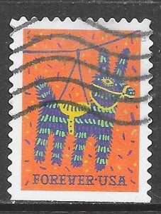 USA 5815: Donkey Pinata, Orange Background, used, off paper, VF