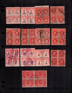 US 13  used  blocks  postage dues and parcel post