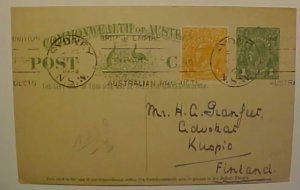 AUSTRALIA #56 CAT 20 EURO (=$ 26.00) 1924 SYDNEY TO FINLAND