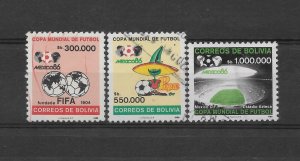BOLIVIA 1986 FOOTBALL WORLD CUP IN MEXICO SOCCER 3 VALUES USED