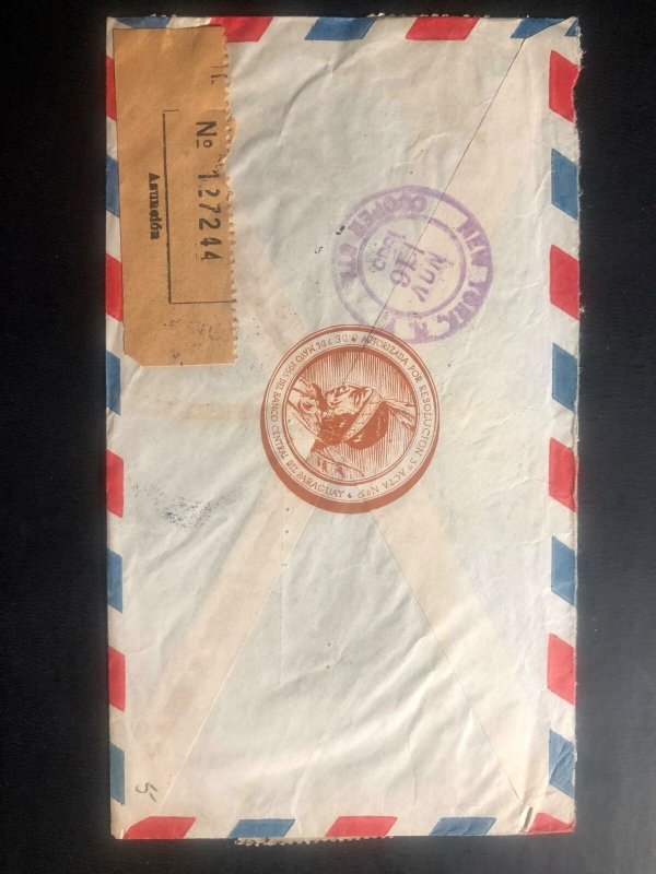 1948 Asuncion Paraguay Commercial Registered Airmail Cover To Baltimore MD USA