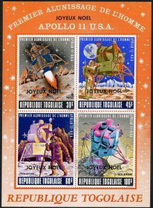 Togo C121a, MNH. Michel 767-770 Bl.440. Christmas 1969. Apollo 11, JOYEUX NOEL.