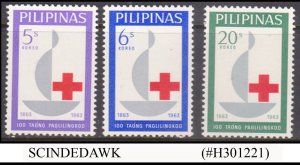 PHILPPINES - 1963 RED CROSS CENTENARY - 3V MINT NH