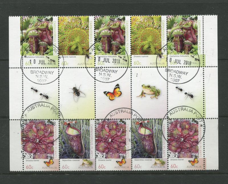 Australia - Scott 3966-3969-Carnivorous Plants  -2013-VFU-Gutter Strip-10 Stamps