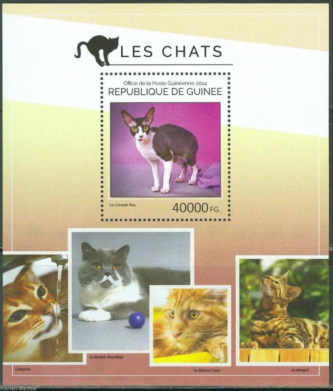 GUINEA 2014 CATS  SOUVENIR SHEET  MINT NH  AS SHOWN