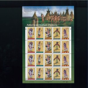 United States 32¢ American Indian Dances Postage Stamp #3072-76 MNH Full Sheet