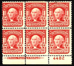 U.S. #319 MINT PL# Block OG HR 