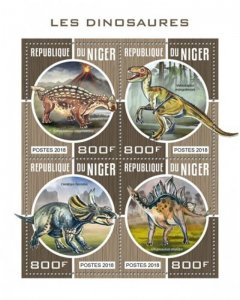 Niger - 2018 Dinosaurs on Stamps - 4 Stamp Sheet - NIG18203a