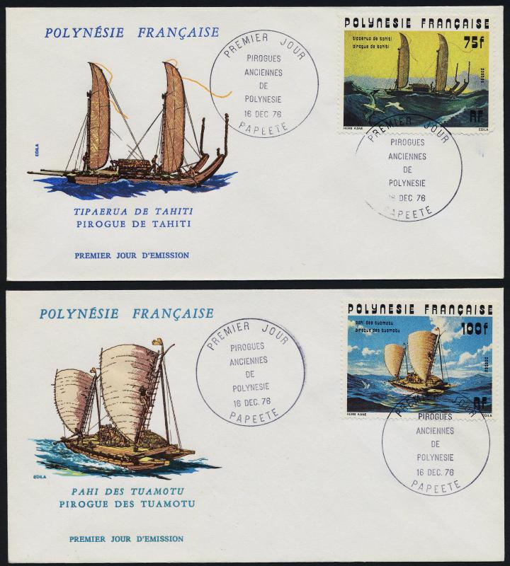 French Polynesia 292-5 on FDC's - Dugout Canoes