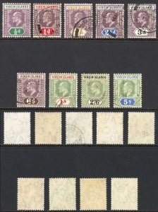 British Virgin Is SG54/62 Set of 9 Fine used Cat 140 pounds