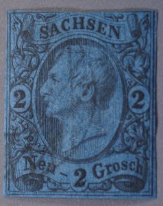 German States Saxony #11 Used Dark Blue Lightly Cancelled VG