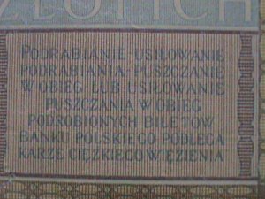 POLAND-1929-BANK POLSKI-ANTIQUE OVER 94 YEARS  UNC LARGE SIZE-BANK NOTE VF