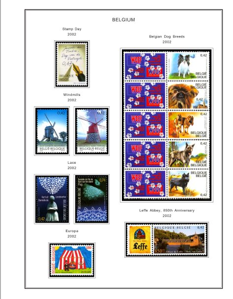 COLOR PRINTED BELGIUM 2000-2010 STAMP ALBUM PAGES (155 illustrated pages)