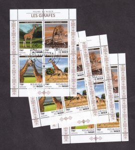 Niger 2015 Fauna Giraffes Sheets Lot CTO x 4