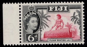 FIJI QEII SG314, 6d carmine & black, NH MINT.