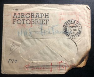 1943 Johannesburg South Africa Navy Airgraph Cover Damaged By Enemy Action