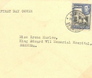 BERMUDA KGVI FDC Hamilton First Day Cover Hospital 1941 WW2{samwells-covers}U77