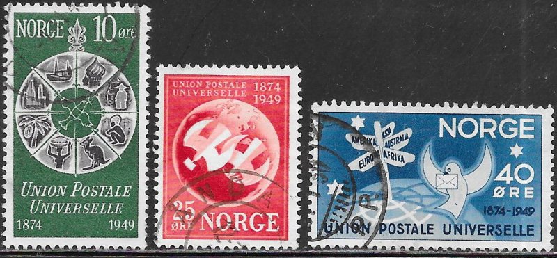 Norway 299-301 Used - ‭U.P.U. (Universal Postal Union), 75th Anniversary