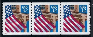 United States 2913 MNH COIL STRIP OF 3 P587-2